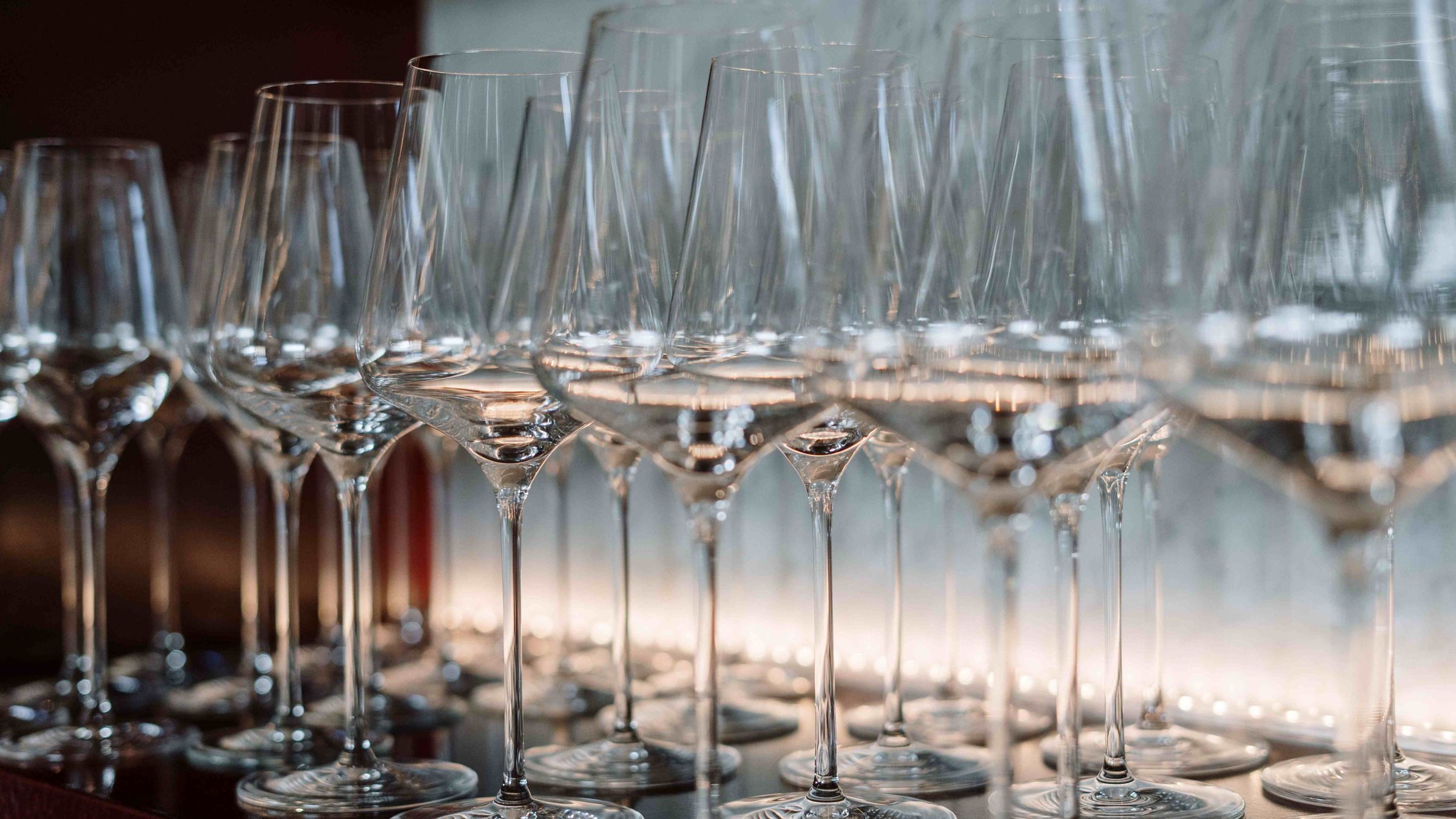 Plusieurs verres alignés en dégustation, avec prise de notes — l'assemblée au travail.